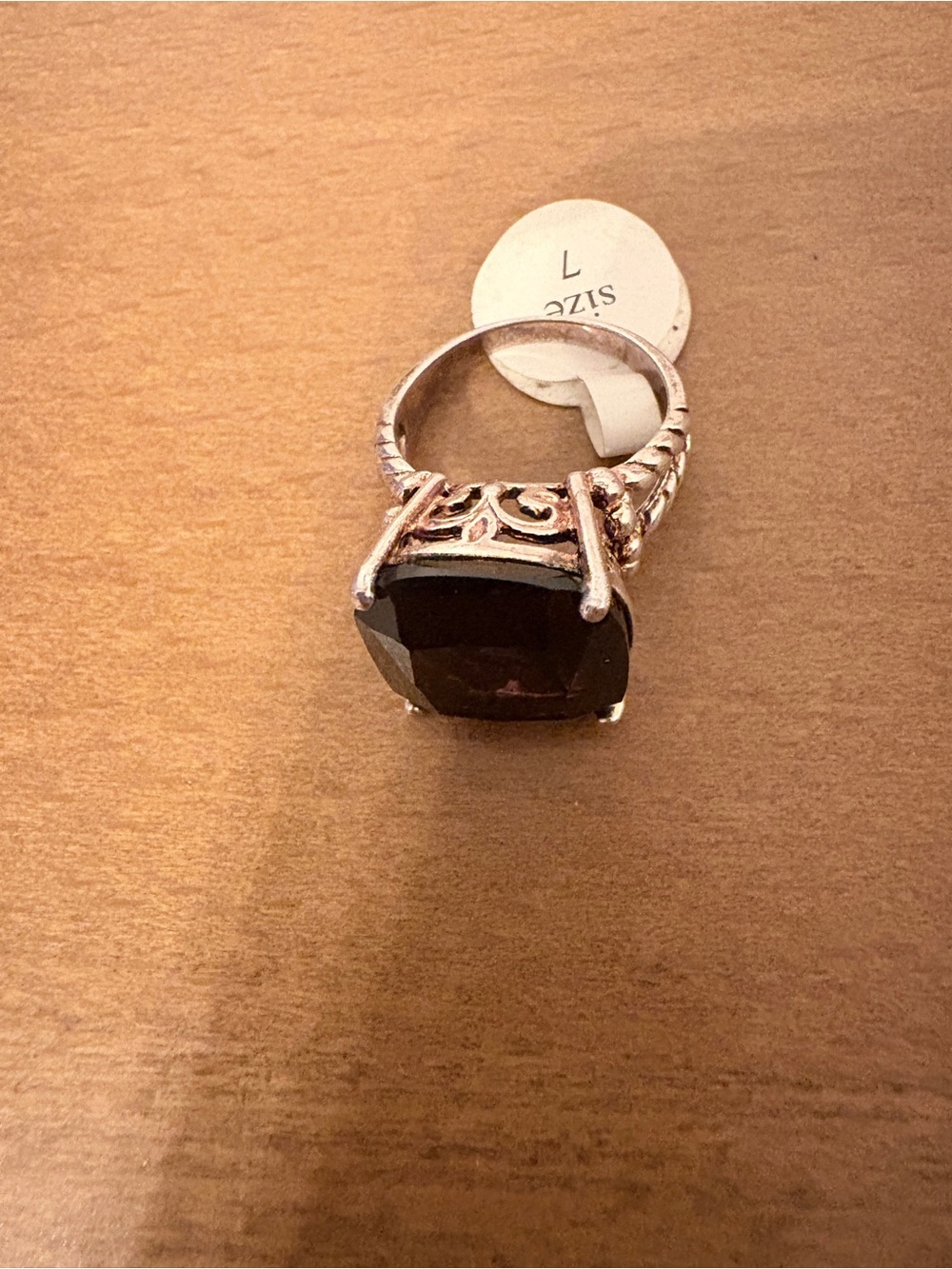New Premier Designs "Cornerstone" Rhodium-Plated Brown Cocktail Ring — Size 7